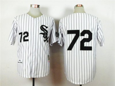 Chicago White Sox #72 Carlton Fisk 1993 Throwback White Stripe Jersey